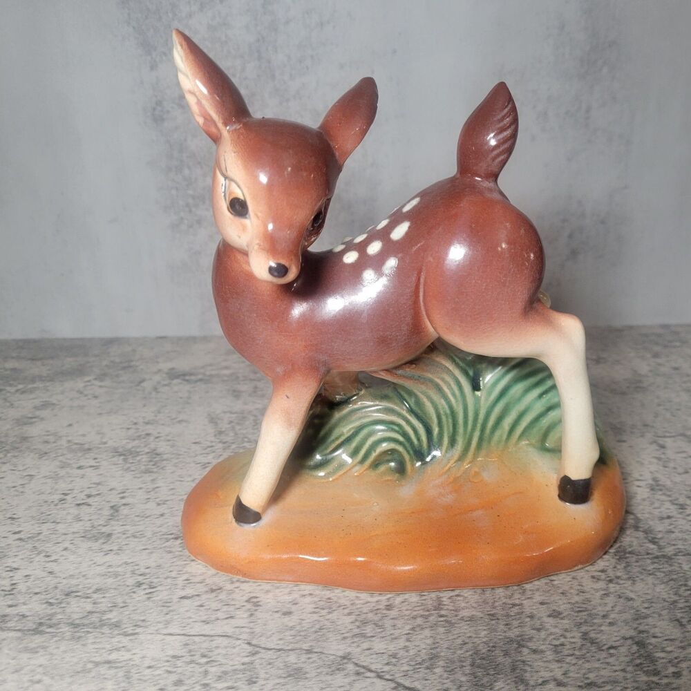 VTG MCM COLLECTOR'S CUTE!  Baby Deer Fawn Figurine Ceramic Porcelain Japan 8"